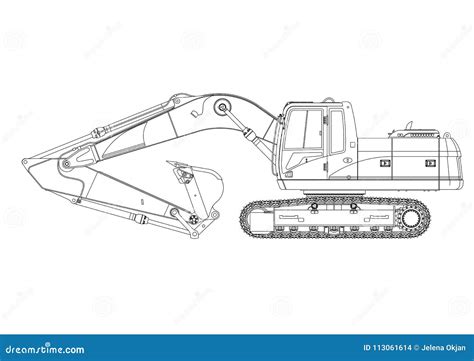 Outline Excavator Isolated Cartoon Vector | CartoonDealer.com #72888043