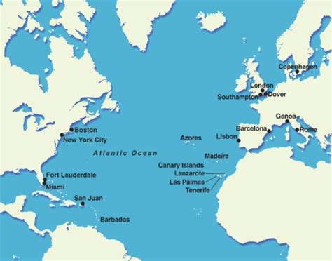 Transatlantic Cruises: Map