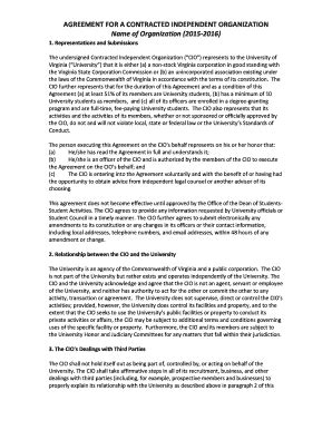 Fillable Online AGREEMENT FOR A CONTRACTED INDEPENDENT Fax Email