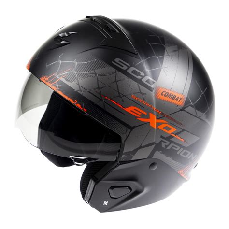 Casque Transformable Scorpion Exo Combat Ii Xenon Noir Mat Rouge