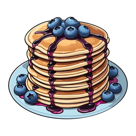 Premium Vector Blueberry Pancakes Cartoon Sticker Vector Illustrations