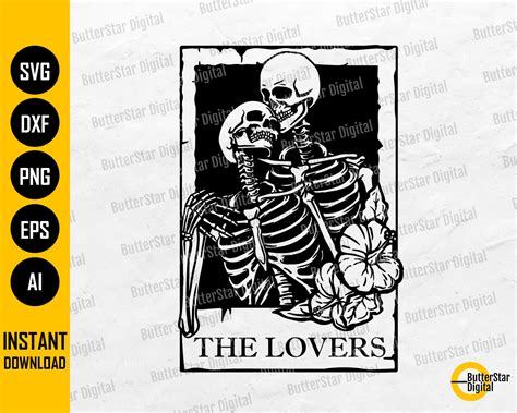 The Lovers Svg Skeleton Love Tarot Card Svg Mystical Svg Etsy