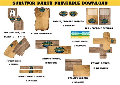 Survivor Party Pack Printable Etsy