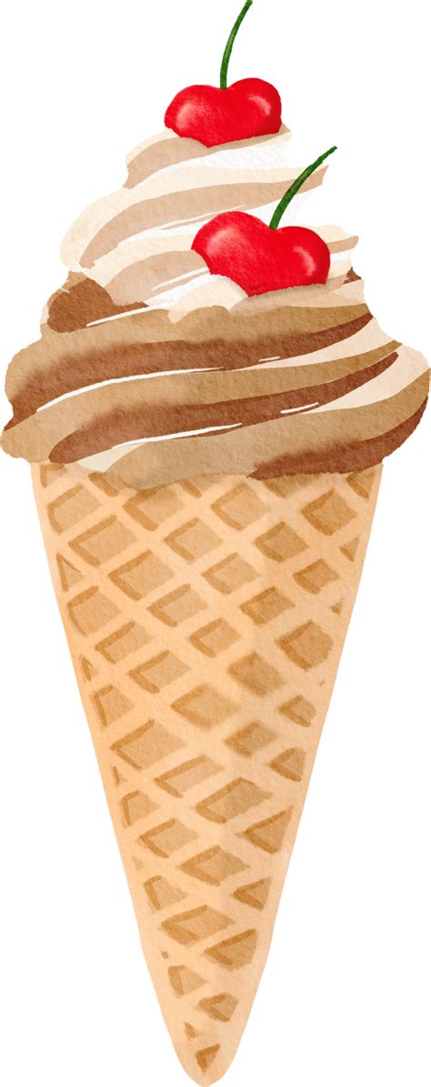 Chocolate Ice Cream Cone Watercolor Painted 11905137 Png