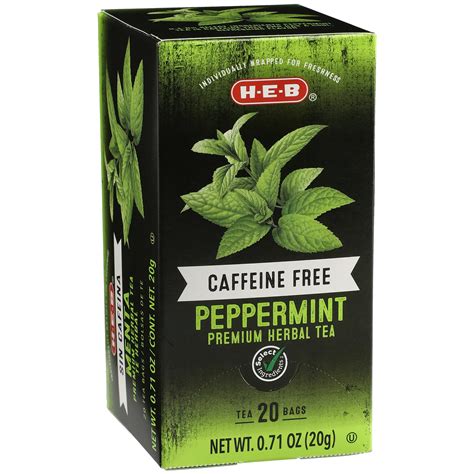 H E B Caffeine Free Peppermint Herbal Tea Bags Shop Tea At H E B