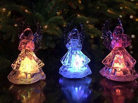 Banberry Designs Lighted Christmas Angel Figures 3 Led Color Changing