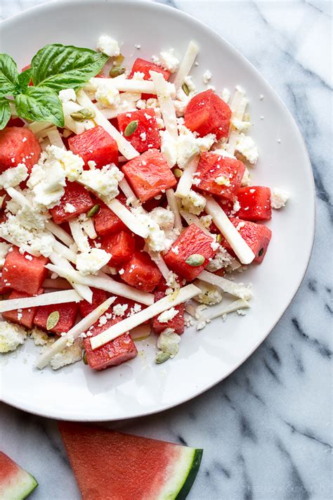 Watermelon Jicama Salad With Queso Fresco And Honey Lime Vinaigrette