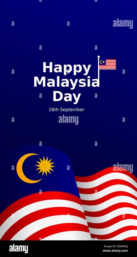 Happy Malaysia Day Flat Vector Illustration With Social Media Story