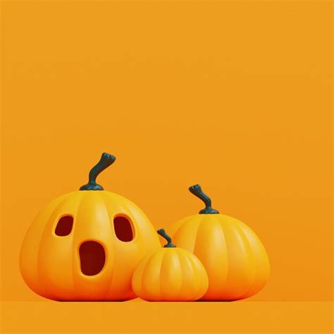 Premium Photo | Orange halloween pumpkins on orange