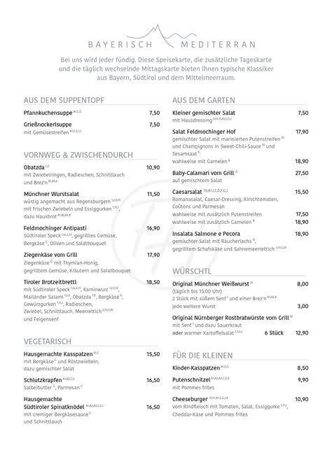 Restaurant Speisekarte Gasthof Feldmochinger Hof M Nchen