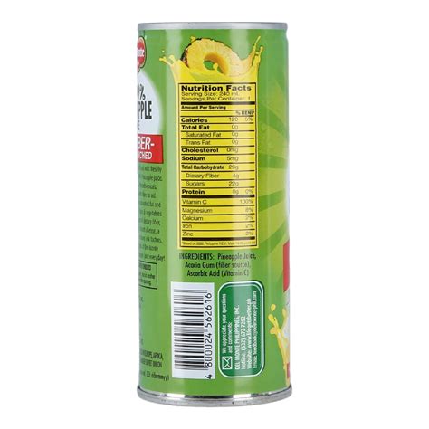 Del Monte Pineapple Juice Fiber 240ml 6 Cans Carlo Pacific