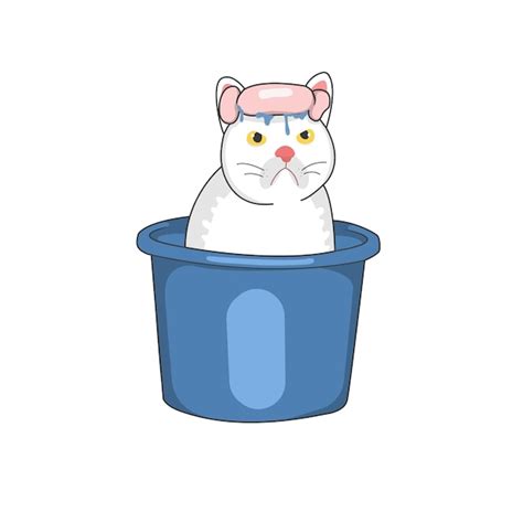 Premium Vector Cat On Bucket Sticker Vector Illustration