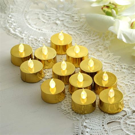 Buy 12 Pack | Metallic Flameless LED Candles | Battery Operated Tea Light Candles | Gold at ...