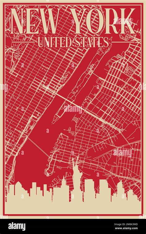 Road Network Poster Of The Downtown New York United States Of America