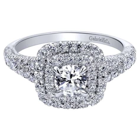 Gabriel And Co Round Brilliant Diamond Halo Engagement Ring At 1stDibs