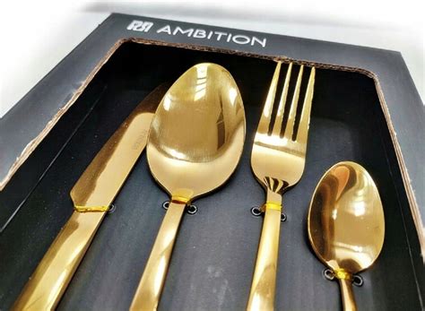 Ambition Komplet Zestaw Sztućców Madeni Gold 16El Ambition Sklep