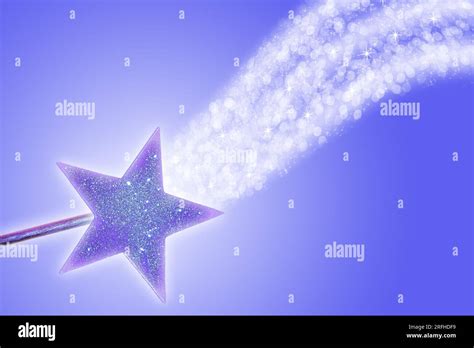 A Glowing Magic Wand Across A Purple Background Showering Glowing