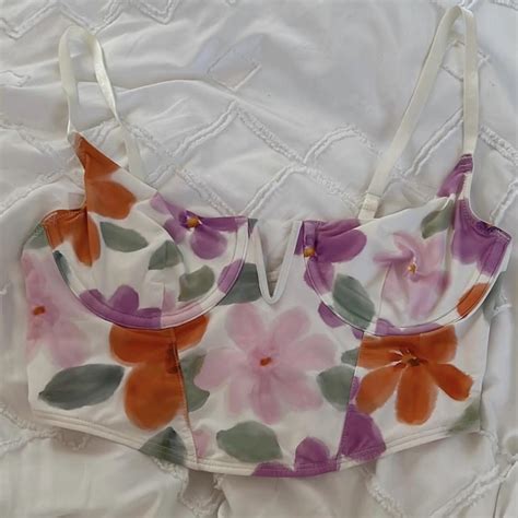 Glassons Floral Curve Hem Bra Corset Size Xss Or Depop