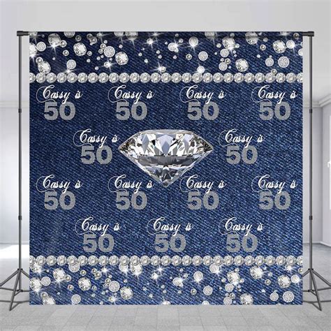 Repeat Denim Diamond 50th Custom Birthday Backdrop Lofaris