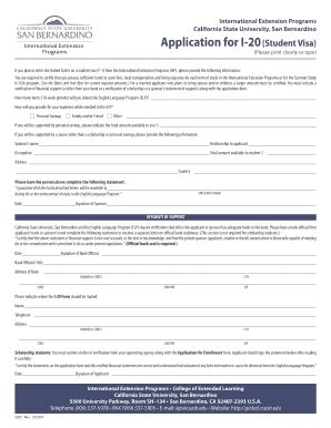 Fillable Online Global Csusb Application For I Student Visa