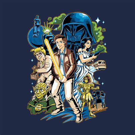 The Star Wars Characters Are Depicted In This T Shirt