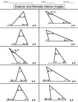 Sum Of Interior And Exterior Angles Worksheet