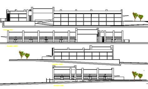 Shopping Mall Architecture Elevation and Section plan dwg file - Cadbull