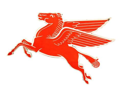 Beautiful 1950s Mobil Oil Left Facing Pegasus Die Cut Porce