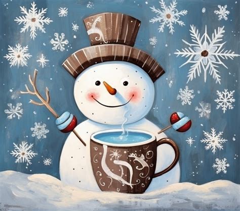Snowman Hot Chocolate Mug Free Stock Photo Public Domain Pictures