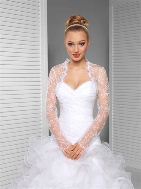 Long Sleeve Embroidered Tulle Bridal Bolero Wedding Shrug Bridal Jacket