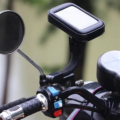 Universal Waterproof Motorcycle Phone Holder Bike Rear View Mirror ...