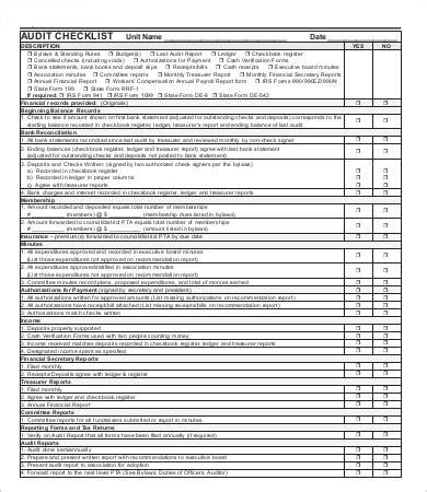 Free Audit Checklist Template Prntbl Concejomunicipaldechinu Gov Co