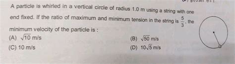 Yvositu A Particle Is Whirled In A Vertical Circle Of Radius M