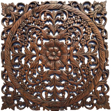 Oriental Carved Wood Wall Plaques.Unique Floral Wood Wall Art – Asiana Home Decor