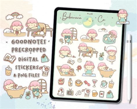 Self Love Digital Stickers Goodnotes Stickers Cute Hand Draw Digits