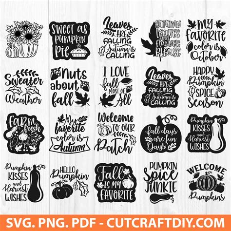 Fall Quotes Svg Bundle Autumn Quotes Svg Png Pdf Cutting Files For