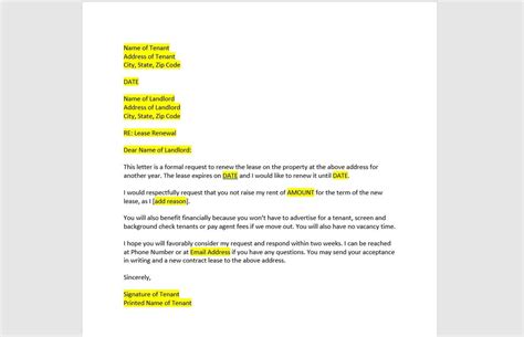 Lease Renewal Letter Template Lease Renewal Letter Lease Renewal