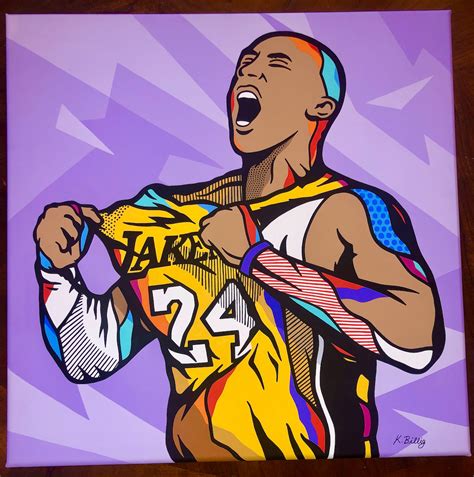 Hand Painted Kobe Bryant Pop Art Acrylic Canvas Etsy