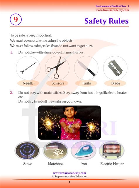 NCERT Solutions for Class 1 EVS Chapter 9 Safety Rule
