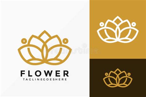 Flower Line Art Beauty Lotus Logo Vector Design Abstract Emblem