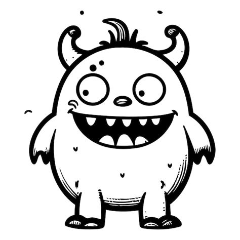 Premium Vector Funny Cartoon Monster With Horns Vector Illustration