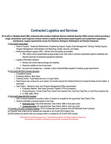 FREE 10+ Logistics Services Contract Samples in PDF | MS Word | Apple ...