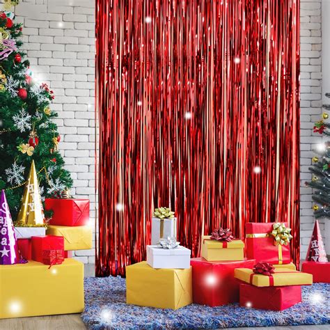 Lolstar Cortinas De Flecos De Papel De Aluminio De Navidad Decoraci N