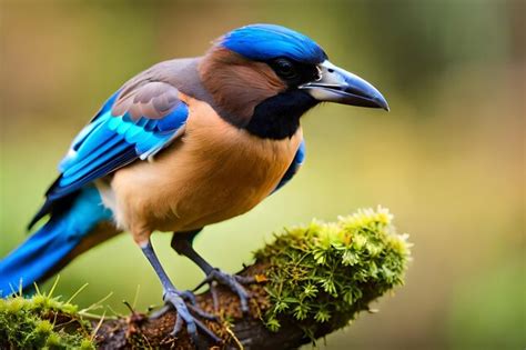 Un pájaro azul y negro con un pico azul se sienta en una rama Foto