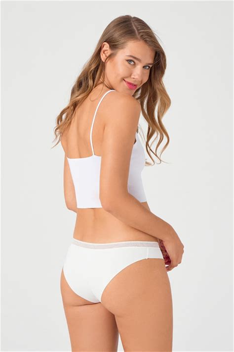Krem File Lastikli Lazer Kesim Kadın Bikini Külot COTTONHILL