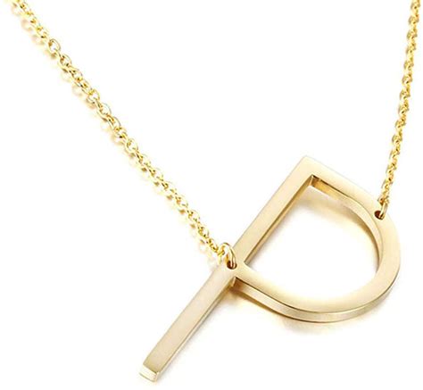 Amazon Sideways Initial Necklace 18K Gold Plated Stainless Steel