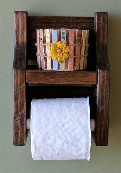 Rustic Toilet Paper Holder With Shelf Made From Reclaimed And Etsy