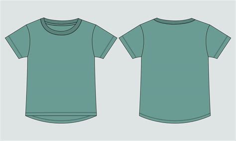 T Shirt Tops Technical Fashion Flat Sketch Vector Illustration Template