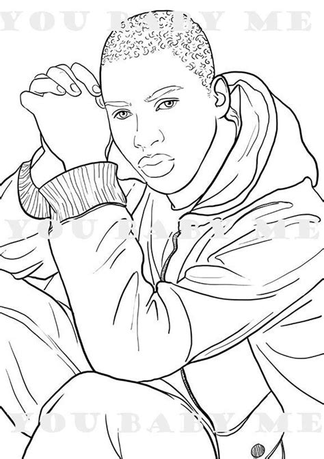 Young Man In Thought Black Boy Coloring Page Adult Coloring Page