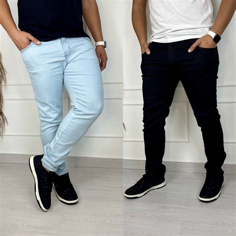 KIT 2 Calças Jeans Masculino Skinny Elastano Moda e Calça Casual